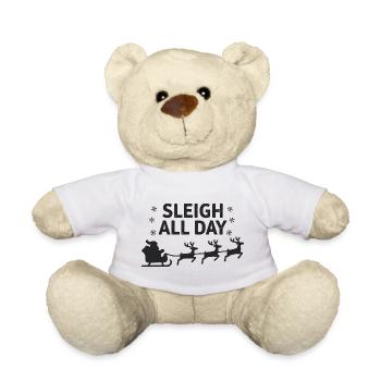 Sleigh All Day Lustige Weihnachtssprüche - Teddy - Weiß - Vorne