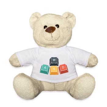 WASD Keyboard Funny Gaming Gift Gamer - Teddy Bear - white - Front
