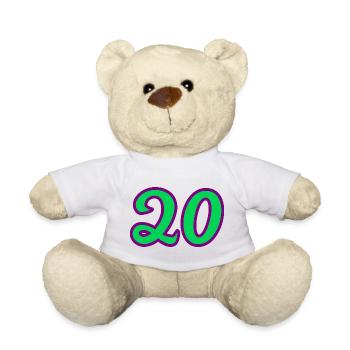 20. 20e ANNIVERSAIRE. ANNIVERSAIRE 20 ANS. 20 ANS. - Nounours - blanc - Devant