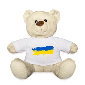 Blue and Yellow Brush Stroke Flag in Splash Style - Teddy Bear - white - Front