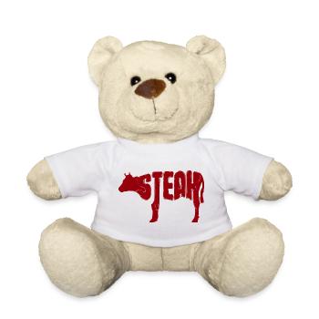 Red Steak Beef Silhouette - Teddy Bear - white - Front