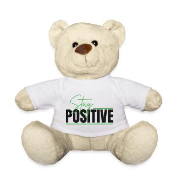 Stay Positive Typographic Design - Teddy Bear - white - Front
