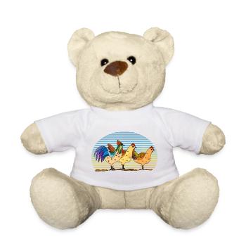 Hahn und Hühner - Teddy - Weiß - Vorne