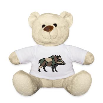 Geometrisches Wildschwein Low Poly - Teddy - Weiß - Vorne