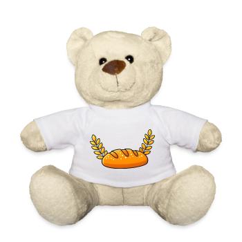 Goldener Brotleib mit Weizenzweigen - Teddy - Weiß - Vorne