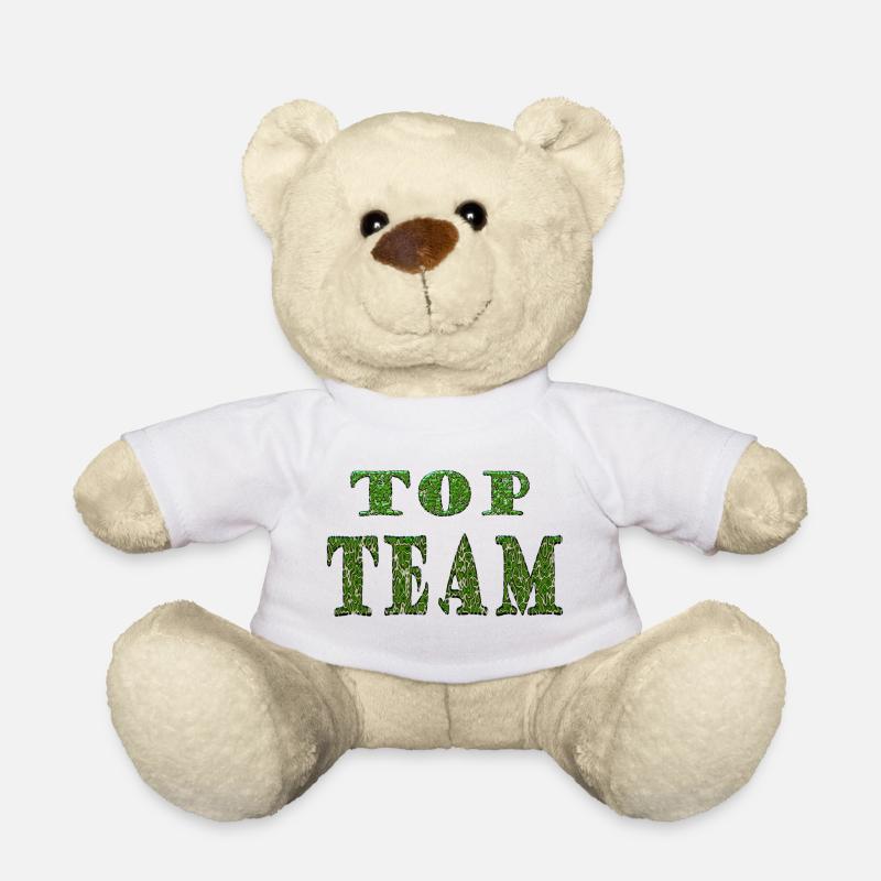 Top Team Green Pattern Texture - Teddy Bear - white