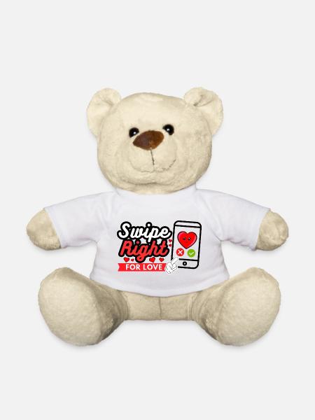 Swipe Right For Love – Modern Love Statement - Teddy Bear - white