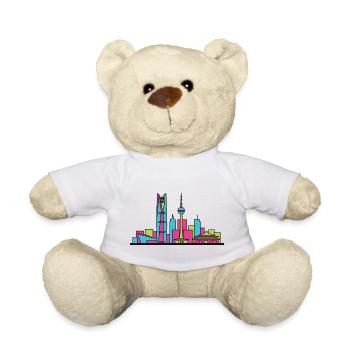Tianjin City Skyline Moderne Turm-Linienzeichnung - Teddy - Weiß - Vorne