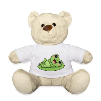 Cute Frog Cartoon Water Lily Laughing Joy - Teddy Bear - white - Front