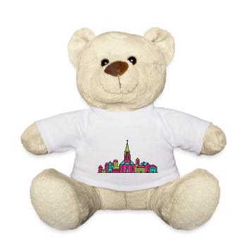 Jonköping City Skyline Lake Vattern-Linienkunst - Teddy - Weiß - Vorne