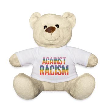 Contre le racisme - T-shirt arc-en-ciel Antifa - Nounours - blanc - Devant