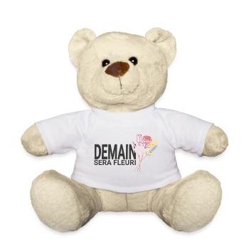 Morgen wird es blumig sein – Blumenlinie - Teddy - Weiß - Vorne