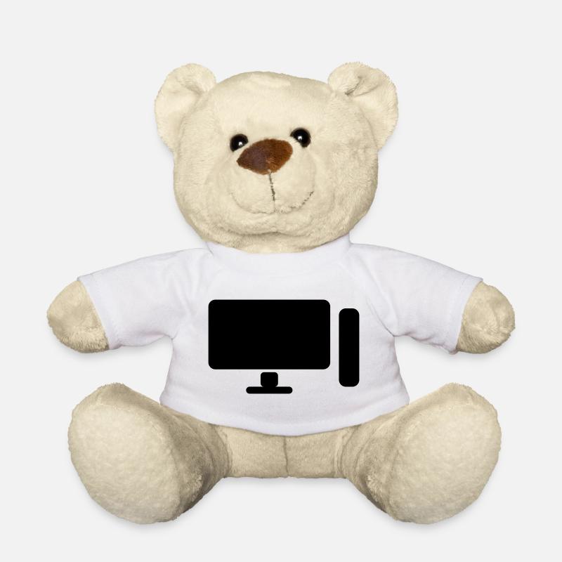 Minimal PC Setup Icon – Gamer Design - Teddy - Weiß
