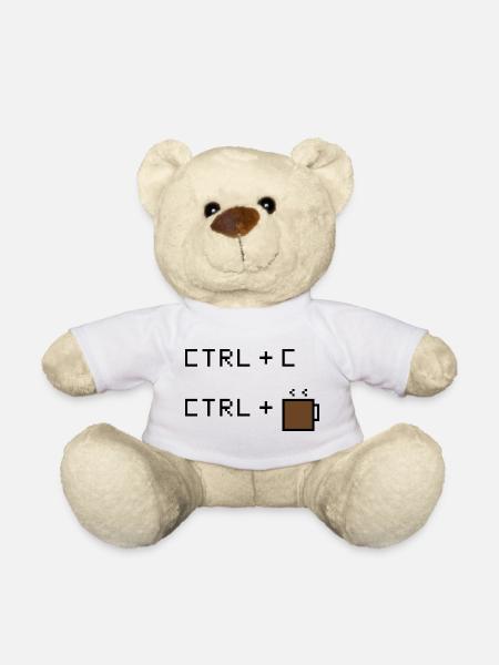 CTRL+C Coffee Edition - Retro Office Humor - Teddy Bear - white