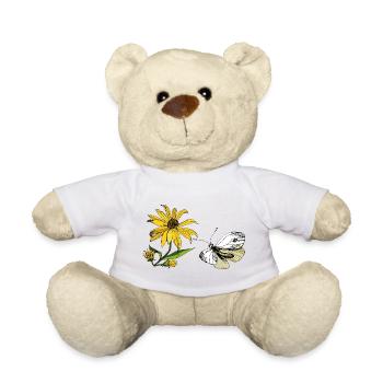 Butterfly and Sunflower - Teddy Bear - white - Front