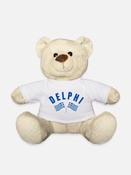 Delphi Twin Greek Flags  - Teddy Bear - white