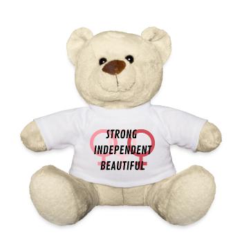Strong Independent Beautiful - Teddy Bear - white - Front