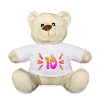 Zehn 10. Geburtstag - Teddy - Weiß - Vorne