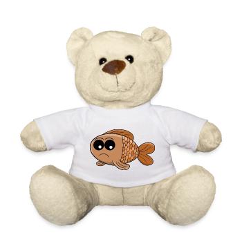 Grumpy Goldfish Cartoon - Teddy Bear - white - Front