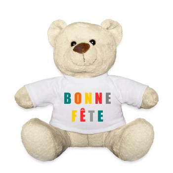 BONNE FÊTE. FÊTE DES MÈRES. FÊTE DES PÈRES. FÊTE - Nounours - blanc - Devant