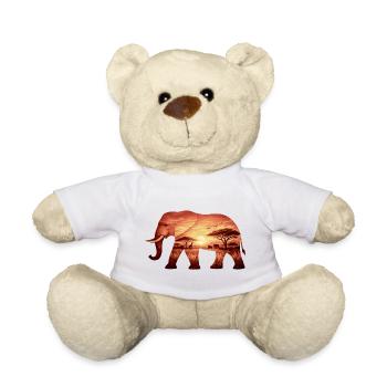 Elephant on Savannah - Teddy Bear - white - Front