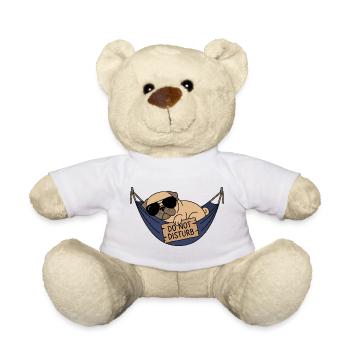 Pug in Vacation Mode: Do Not Disturb Shirt - Teddy Bear - white - Front