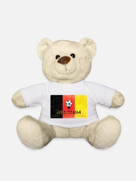 Belgien Fußball Belgien Flagge mit Fußball Trikot  - Teddy - Weiß