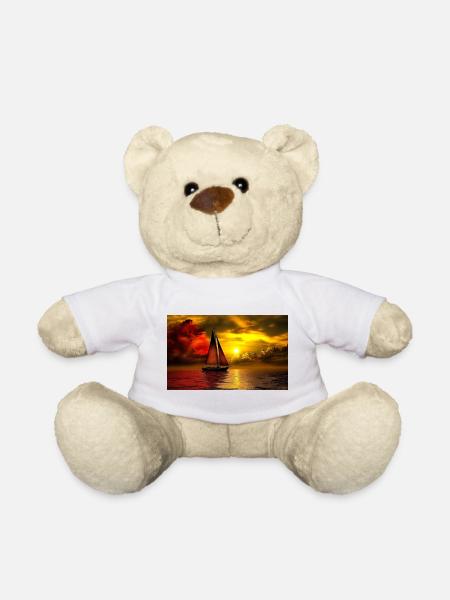 Sailboat at sunset - Teddy Bear - white