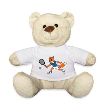 Fox Jannik Maskottchen spielt Tennis - Teddy - Weiß - Vorne