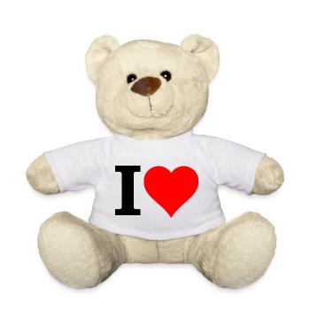 Red heart in black contrast - Teddy Bear - white - Front