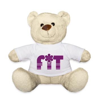 Purple Floral Typography with Flower Accent - Teddy Bear - white - Front