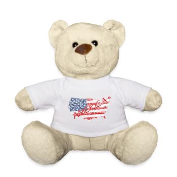 USA Flag Map America - Teddy Bear - white - Front