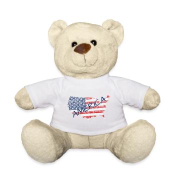 Amerika Flagge Schriftzug - Teddy - Weiß - Vorne