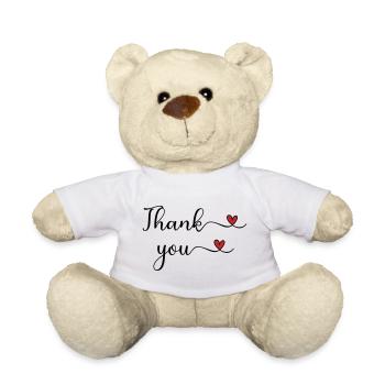 Thank you Heart Typography Gift - Teddy Bear - white - Front
