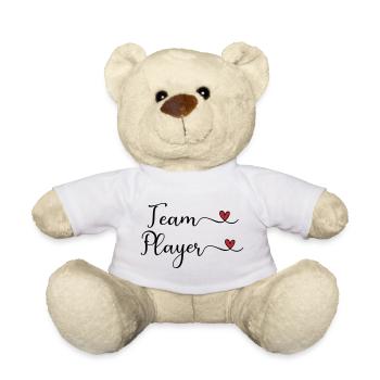 Team Player cute Typography Design with a Heart - Teddy Bear - white - Front