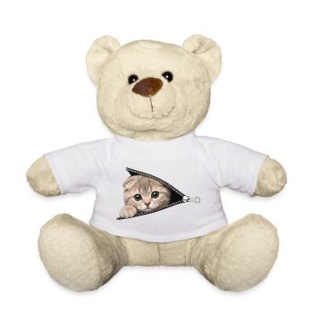 Chat chaton mignon à fermeture éclair - Nounours - blanc - Devant