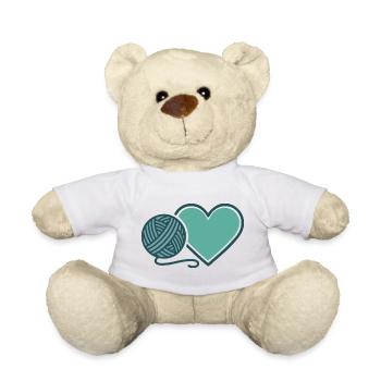 Lustige Häkelgarnliebhaber Herz-Häkelnadel - Teddy - Weiß - Vorne