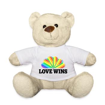 Love Wins - Regenbogen Statement Design - Teddy - Weiß - Vorne