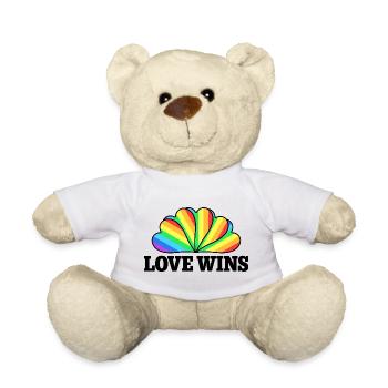 Love Wins - Rainbow Statement Design - Teddy Bear - white - Front