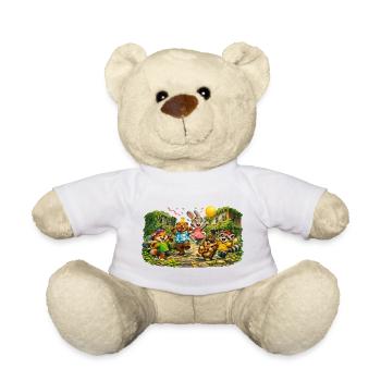 Cheerful animal friends party procession - Teddy Bear - white - Front