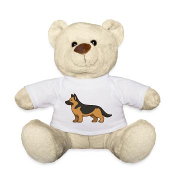 German Shepherd Illustration in Brown and Black - Teddy Bear - white - Front