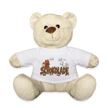 Schokolade Engelchen Teufelchen Nö Doch Naschkatze - Teddy - Weiß - Vorne