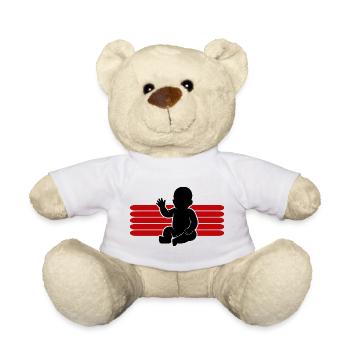 Baby Motiv winken Body Strampler Lustige Sprüche - Teddy - Weiß - Vorne