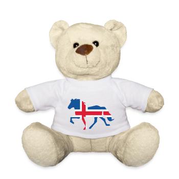 Töltende Icelandic with Icelandic flag - Teddy Bear - white - Front