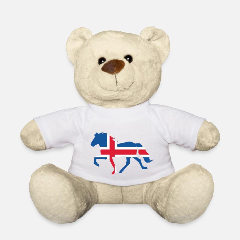 Töltende Icelandic with Icelandic flag - Teddy Bear - white