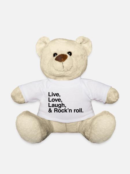 live love laugh and rock and roll - attitude rock - Nounours - blanc