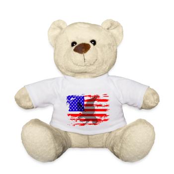 Drapeau us avec oiseau de proie aigle - Nounours - blanc - Devant