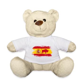 Espagne drapeaux design avec le taureau / cadeau Madrid - Nounours - blanc - Devant