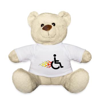 Wheelchair user with flames # - Teddy Bear - white - Front