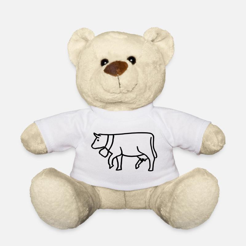 Cow drawn with bell - Teddy Bear - white
